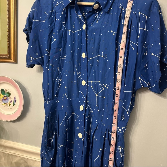 Vintage Raoul Constellation Blouson Dress Size 8 Small Pinup Rockabilly Blue - Picture 6 of 12